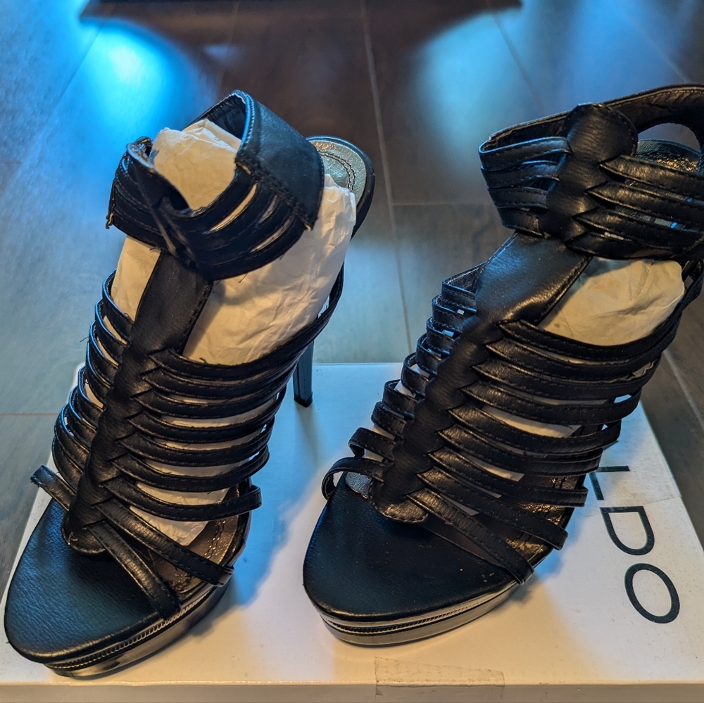 Black Strappy Women's Heels